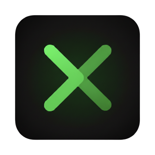 SessionX app icon with a luminous green X